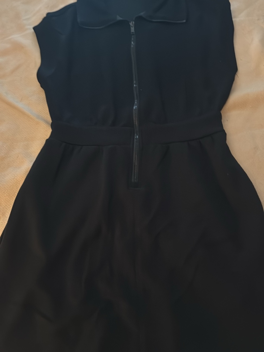 Women's Black Sleeveless Zip-Front Mini Dress